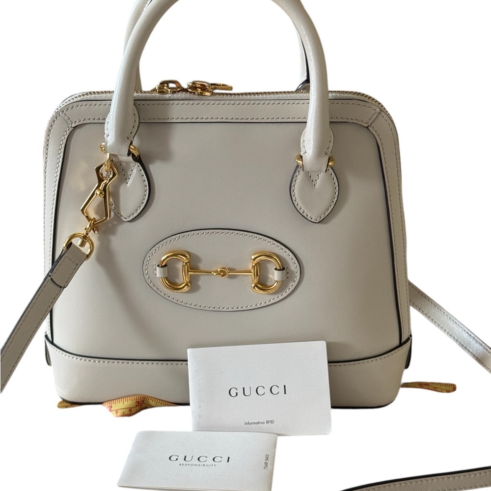 Gucci Horsebit 1955 top handle calfskin 100% original off white satchel bag
